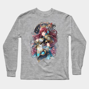 Whispers from the Cetus Abyss: Enigmatic AI Anime Character Art Long Sleeve T-Shirt